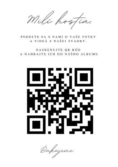 Svatební kartička s QR kódem – návrh 6