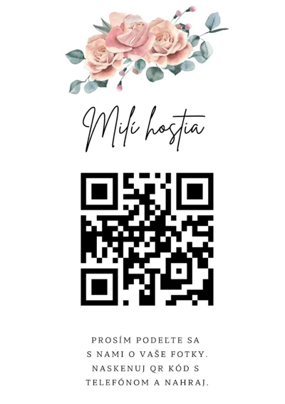 Svatební kartička s QR kódem – návrh 7