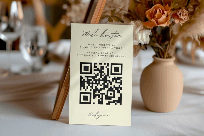 QR kód pro sdílení svatebních fotografií